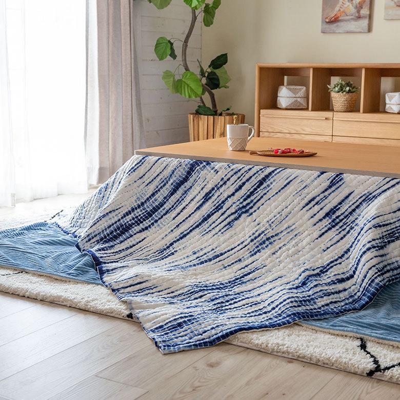 マルチカバー ソファー カバー キルト ベッド こたつ タイダイ 200×250 cm 正方形 洗える 夏 春 青 波 海 コットン 綿 ソファ おしゃれ インテリア 北欧 34501 | ELEMENTS（インテリア） | 06