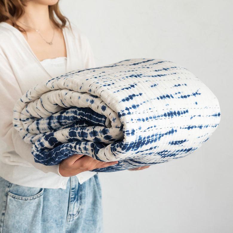 マルチカバー ソファー カバー キルト ベッド こたつ タイダイ 200×250 cm 正方形 洗える 夏 春 青 波 海 コットン 綿 ソファ おしゃれ インテリア 北欧 34501 | ELEMENTS（インテリア） | 07