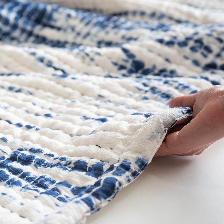 マルチカバー ソファー カバー キルト ベッド こたつ タイダイ 200×250 cm 正方形 洗える 夏 春 青 波 海 コットン 綿 ソファ おしゃれ インテリア 北欧 34501 | ELEMENTS（インテリア） | 08