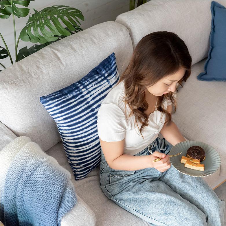 メール便対応 クッションカバー クッション カバー タイダイ 45×45 cm 正方形 洗える 夏 春 青 波 海 コットン 綿 ソファ おしゃれ インテリア 北欧 34503 | ブランド登録なし | 17