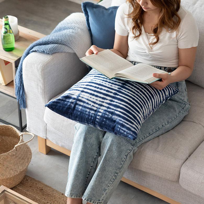 メール便対応 クッションカバー クッション カバー タイダイ 45×45 cm 正方形 洗える 夏 春 青 波 海 コットン 綿 ソファ おしゃれ インテリア 北欧 34503 | ブランド登録なし | 02