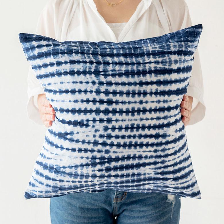 メール便対応 クッションカバー クッション カバー タイダイ 45×45 cm 正方形 洗える 夏 春 青 波 海 コットン 綿 ソファ おしゃれ インテリア 北欧 34503 | ブランド登録なし | 09
