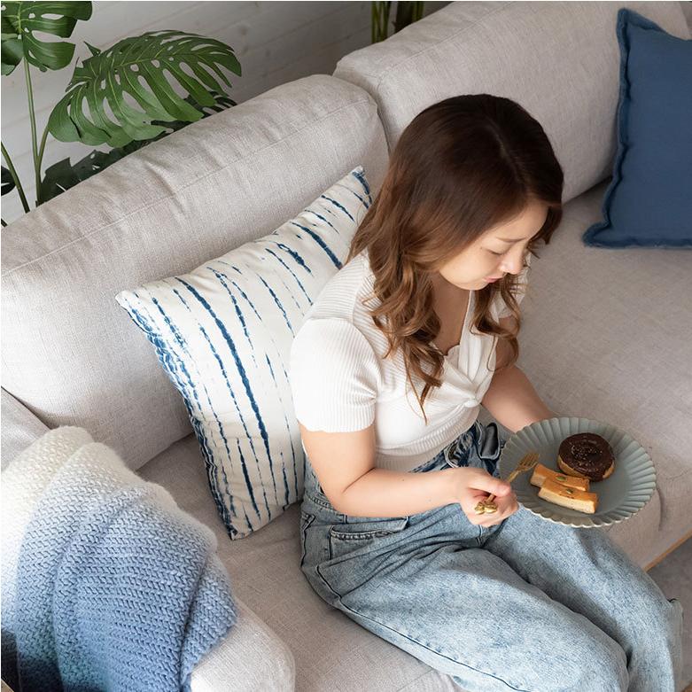 メール便対応 クッションカバー クッション カバー タイダイ 45×45 cm 正方形 洗える 夏 春 青 波 海 コットン 綿 ソファ おしゃれ インテリア 北欧 34504 | ブランド登録なし | 17