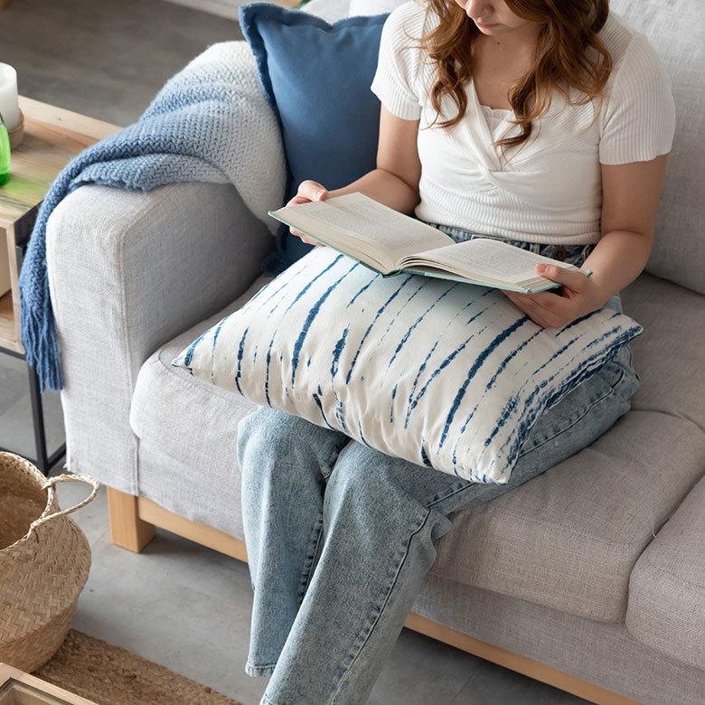 メール便対応 クッションカバー クッション カバー タイダイ 45×45 cm 正方形 洗える 夏 春 青 波 海 コットン 綿 ソファ おしゃれ インテリア 北欧 34504 | ブランド登録なし | 02