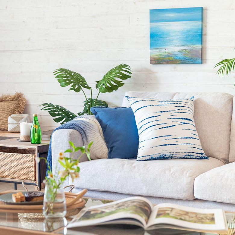 メール便対応 クッションカバー クッション カバー タイダイ 45×45 cm 正方形 洗える 夏 春 青 波 海 コットン 綿 ソファ おしゃれ インテリア 北欧 34504 | ブランド登録なし | 06