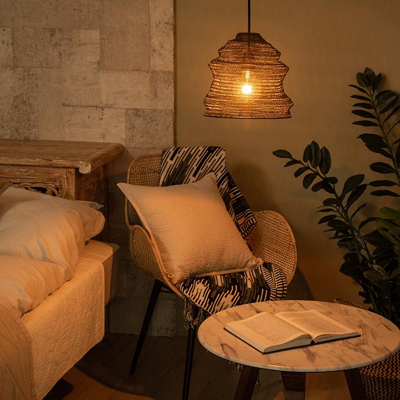 アイアン　照明　シェードランプ　編み込み　ウッド　モダン　50S アイアン 照明 シェードランプ 編み込み ウッド モダン 50S