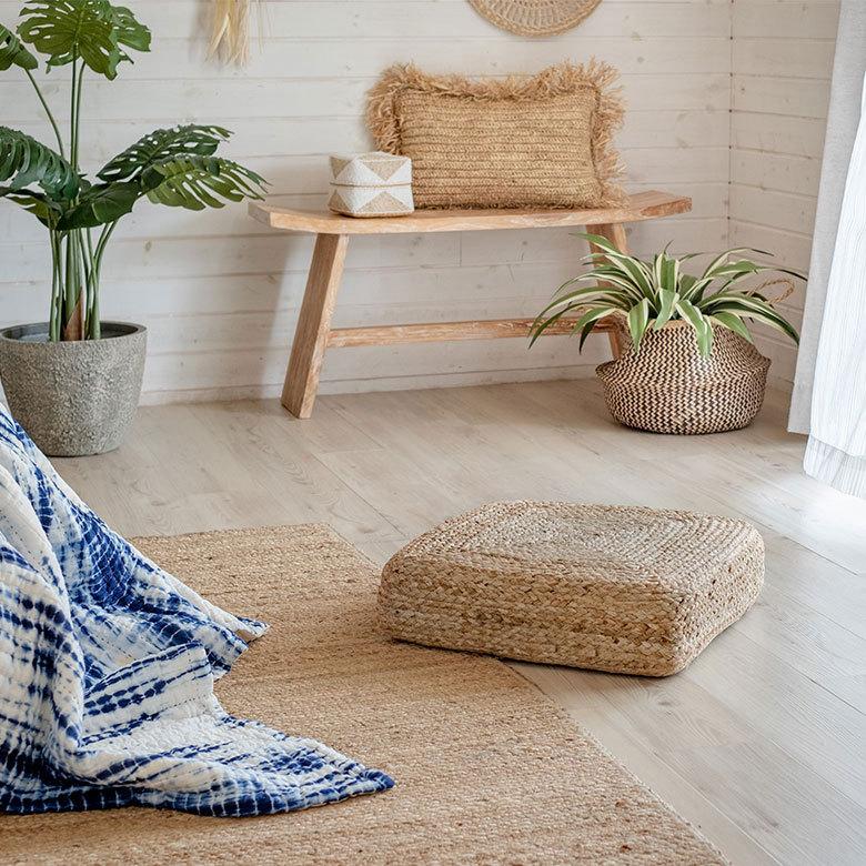 フロアクッション 座布団 ジュート 正方形 フロア フロアー  クッション スツール あぐら スクエア 四角 硬め 厚手 北欧 おしゃれ リゾート インテリア 34508 | ELEMENTS（インテリア） | 13