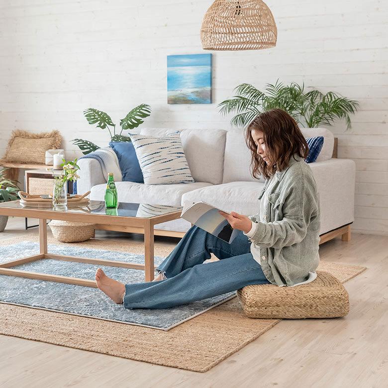 フロアクッション 座布団 ジュート 正方形 フロア フロアー  クッション スツール あぐら スクエア 四角 硬め 厚手 北欧 おしゃれ リゾート インテリア 34508 | ELEMENTS（インテリア） | 17