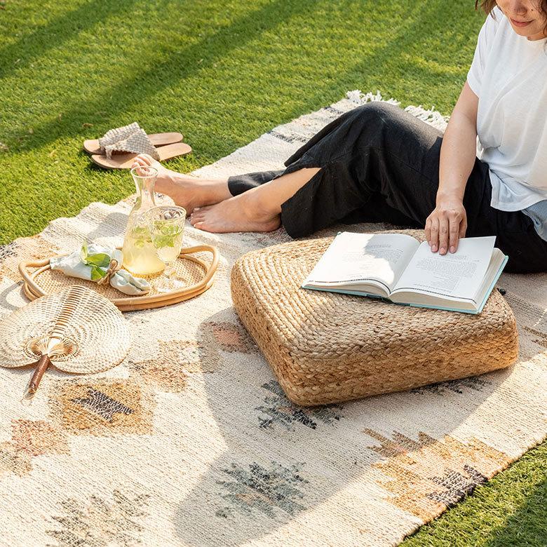 フロアクッション 座布団 ジュート 正方形 フロア フロアー  クッション スツール あぐら スクエア 四角 硬め 厚手 北欧 おしゃれ リゾート インテリア 34508 | ELEMENTS（インテリア） | 06