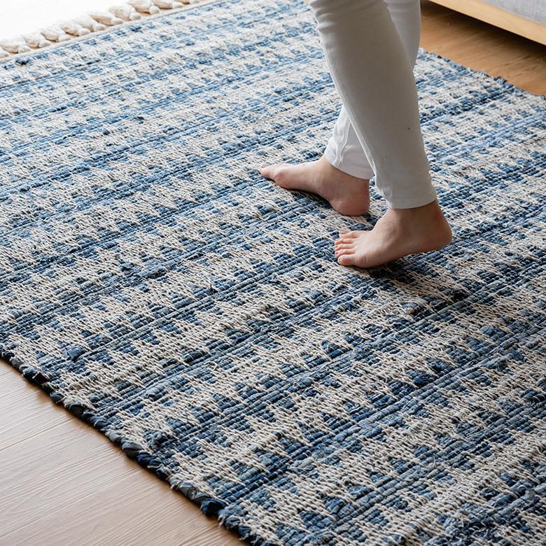 ラグ マット ラグマット インド デニム フリンジ付き 130×190cm Raha ラーハ 絨毯 じゅうたん 長方形 リビング 寝室 春 夏 秋 冬 おしゃれ 北欧 西海岸 34510 | ELEMENTS（インテリア） | 13