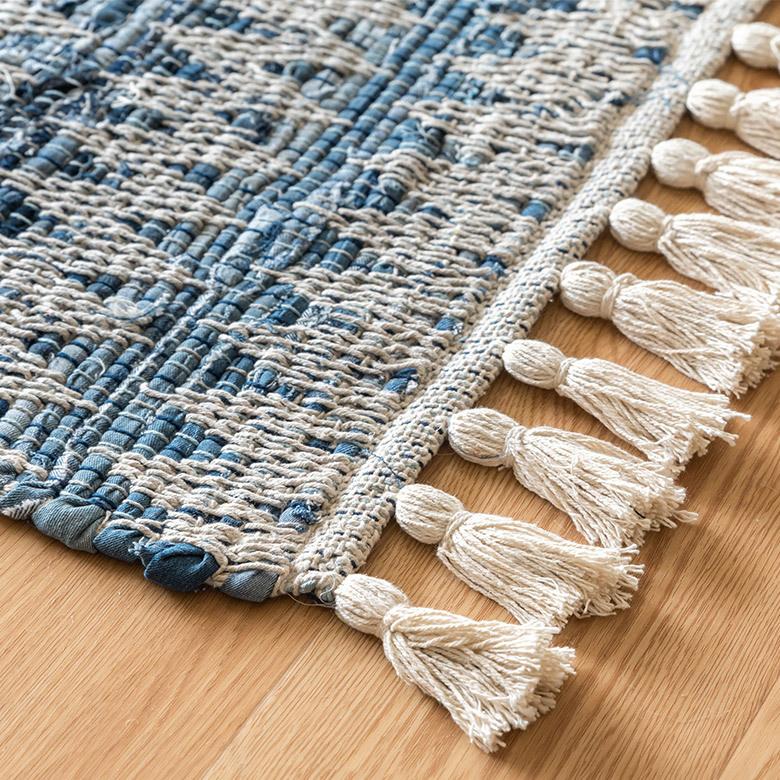 ラグ マット ラグマット インド デニム フリンジ付き 130×190cm Raha ラーハ 絨毯 じゅうたん 長方形 リビング 寝室 春 夏 秋 冬 おしゃれ 北欧 西海岸 34510 | ELEMENTS（インテリア） | 08