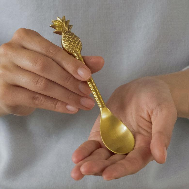 スプーン 真鍮 カトラリー パイナップル マット ゴールド アンティーク
