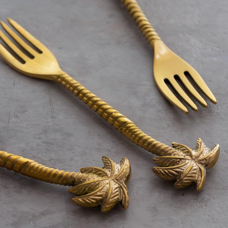 フォーク 真鍮 カトラリー パイナップル マット ゴールド アンティーク風 ケーキフォーク フルーツ デザート 南国 リゾート おしゃれ 西海岸風 雑貨 34512 | ELEMENTS（インテリア） | 01