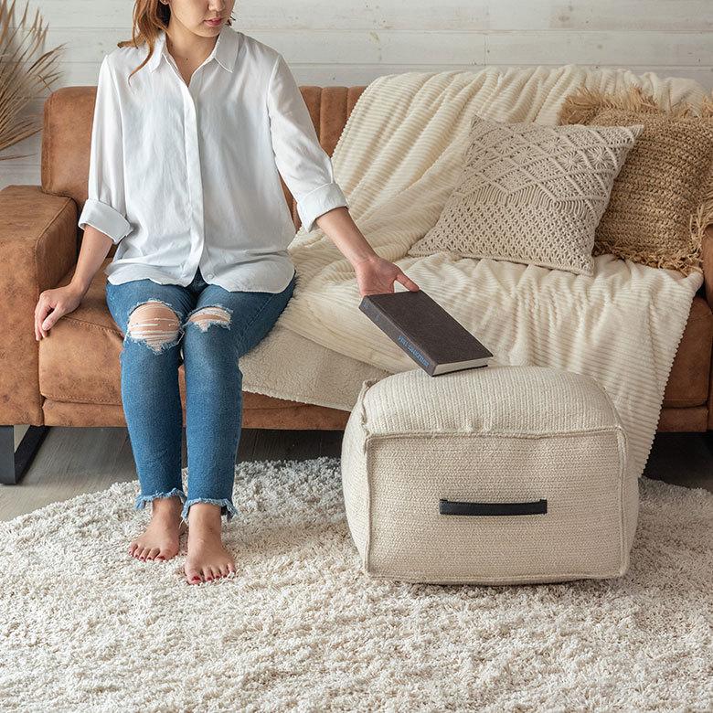 プフ スツール  オットマン プーフ フロア コットン 綿 椅子 いす ソファ  ソファー  フット 足置き  家具 おしゃれ モロッコ インテリア BOHO 西海岸 34514 | ELEMENTS（インテリア） | 14