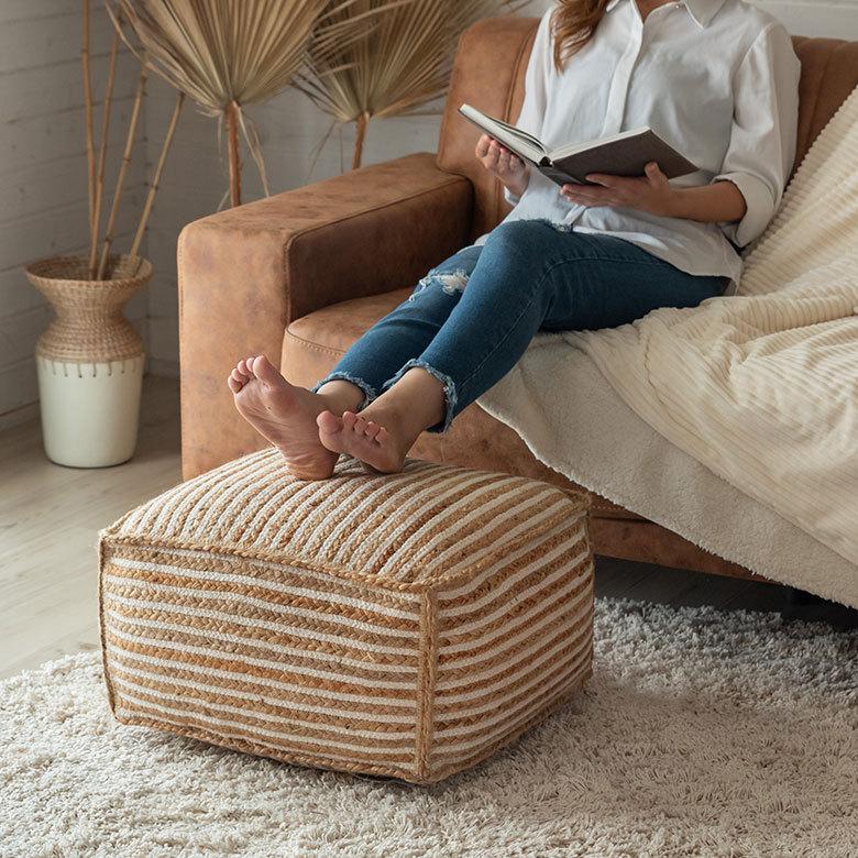 プフ スツール  オットマン プーフ フロア ジュート 椅子 いす ソファ  ソファー  フット 足置き  家具 おしゃれ モロッコ インテリア BOHO 西海岸 34515 | ELEMENTS（インテリア） | 05
