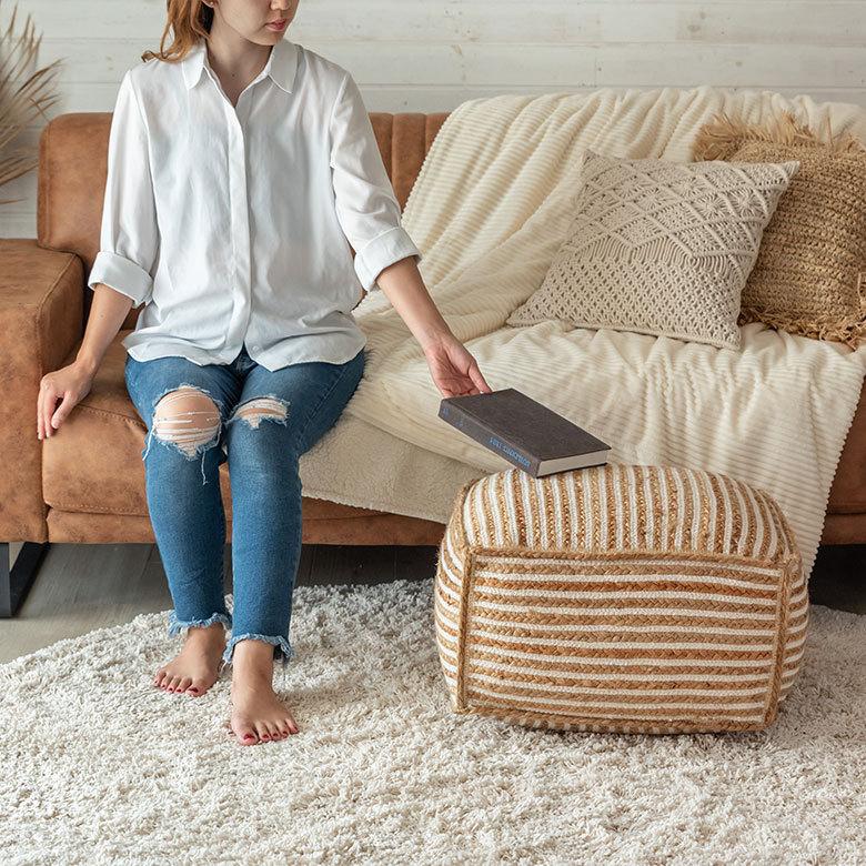 プフ スツール  オットマン プーフ フロア ジュート 椅子 いす ソファ  ソファー  フット 足置き  家具 おしゃれ モロッコ インテリア BOHO 西海岸 34515 | ELEMENTS（インテリア） | 07