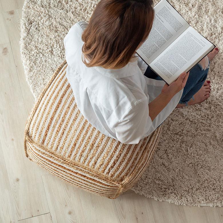 プフ スツール  オットマン プーフ フロア ジュート 椅子 いす ソファ  ソファー  フット 足置き  家具 おしゃれ モロッコ インテリア BOHO 西海岸 34515 | ELEMENTS（インテリア） | 08