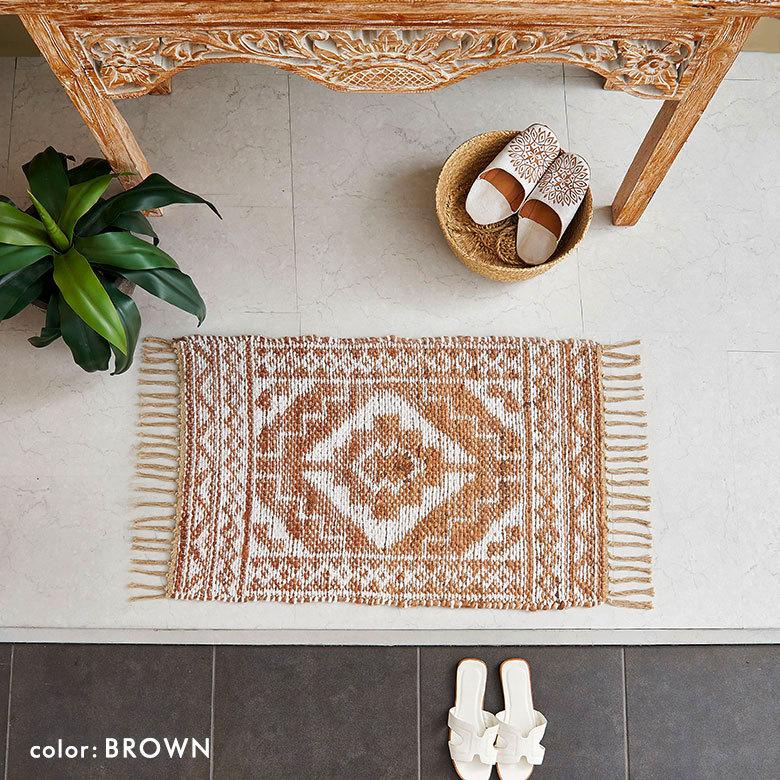 玄関 マット ジュート ラグ 麻 綿 コットン シェニール フリンジ付き インド オールシーズン リバーシブル 2way おしゃれ インテリア BOHO 北欧 西海岸 34516 | ELEMENTS（インテリア） | 15