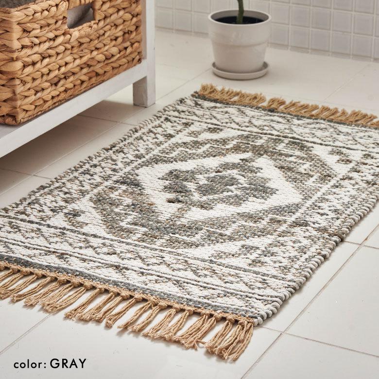 玄関 マット ジュート ラグ 麻 綿 コットン シェニール フリンジ付き インド オールシーズン リバーシブル 2way おしゃれ インテリア BOHO 北欧 西海岸 34516 | ELEMENTS（インテリア） | 16