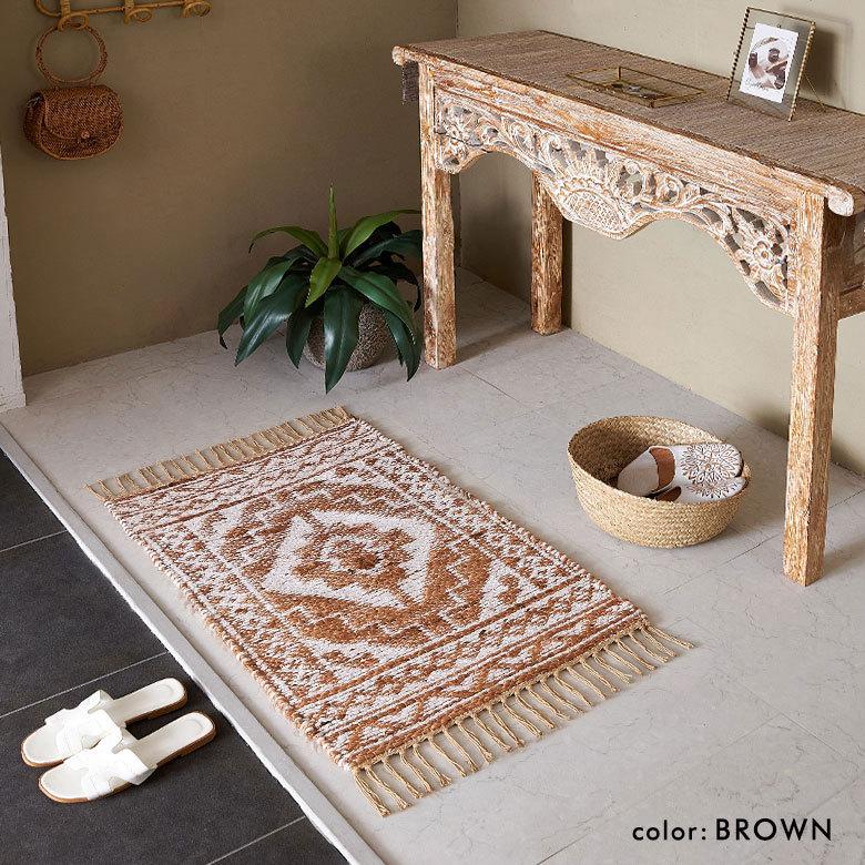 玄関 マット ジュート ラグ 麻 綿 コットン シェニール フリンジ付き インド オールシーズン リバーシブル 2way おしゃれ インテリア BOHO 北欧 西海岸 34516 | ELEMENTS（インテリア） | 05