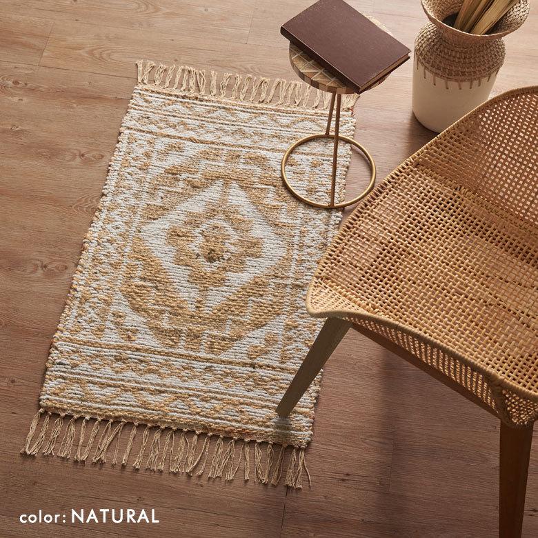 玄関 マット ジュート ラグ 麻 綿 コットン シェニール フリンジ付き インド オールシーズン リバーシブル 2way おしゃれ インテリア BOHO 北欧 西海岸 34516 | ELEMENTS（インテリア） | 06