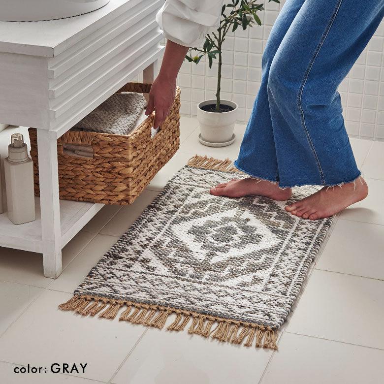 玄関 マット ジュート ラグ 麻 綿 コットン シェニール フリンジ付き インド オールシーズン リバーシブル 2way おしゃれ インテリア BOHO 北欧 西海岸 34516 | ELEMENTS（インテリア） | 07