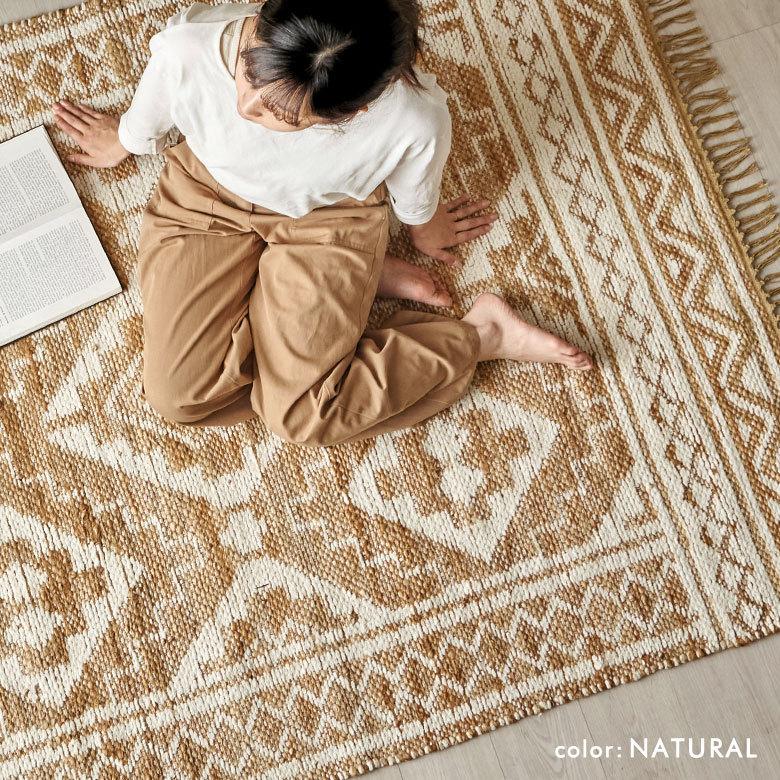 ラグ マット ジュート 麻 綿 コットン シェニール フリンジ カーペット 絨毯 室内 オールシーズン リバーシブル おしゃれ インテリア BOHO 北欧 西海岸 34517 | ELEMENTS（インテリア） | 09