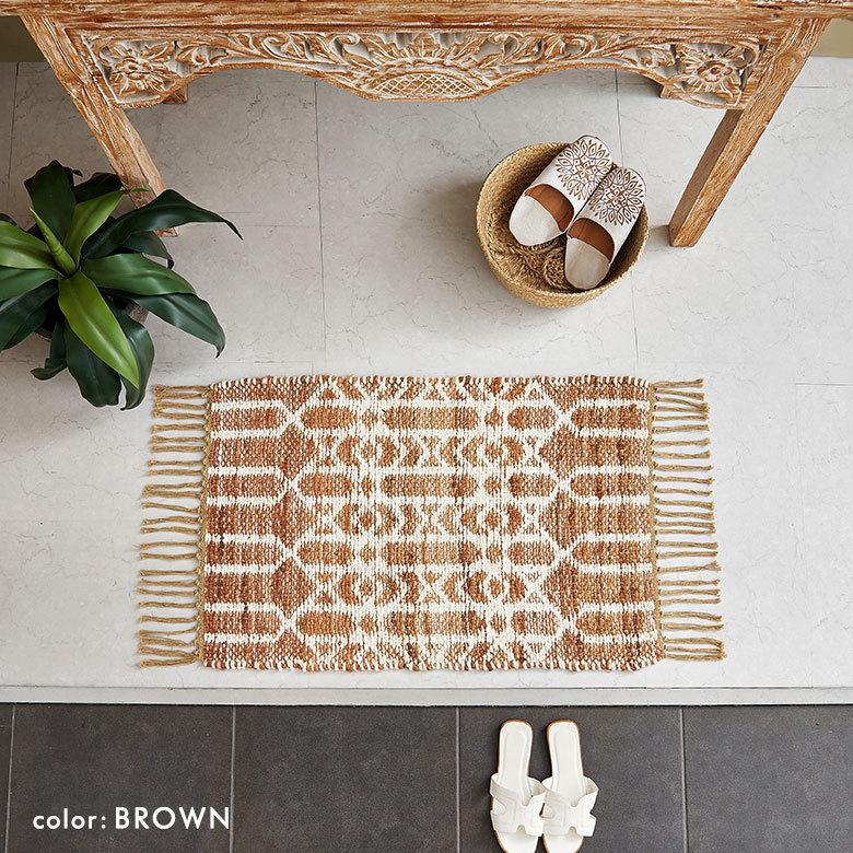 玄関 マット ジュート ラグ 麻 綿 コットン シェニール フリンジ付き インド オールシーズン リバーシブル 2way おしゃれ インテリア BOHO 北欧 西海岸 34518 | ELEMENTS（インテリア） | 18