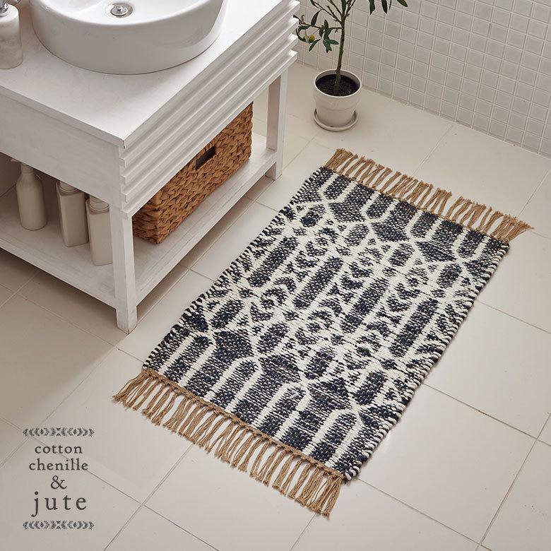 玄関 マット ジュート ラグ 麻 綿 コットン シェニール フリンジ付き インド オールシーズン リバーシブル 2way おしゃれ インテリア BOHO 北欧 西海岸 34518 | ELEMENTS（インテリア） | 21