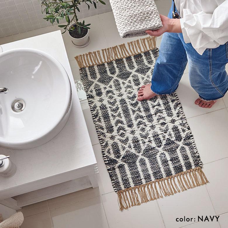 玄関 マット ジュート ラグ 麻 綿 コットン シェニール フリンジ付き インド オールシーズン リバーシブル 2way おしゃれ インテリア BOHO 北欧 西海岸 34518 | ELEMENTS（インテリア） | 06