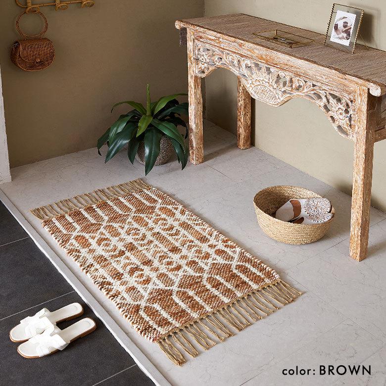 玄関 マット ジュート ラグ 麻 綿 コットン シェニール フリンジ付き インド オールシーズン リバーシブル 2way おしゃれ インテリア BOHO 北欧 西海岸 34518 | ELEMENTS（インテリア） | 07