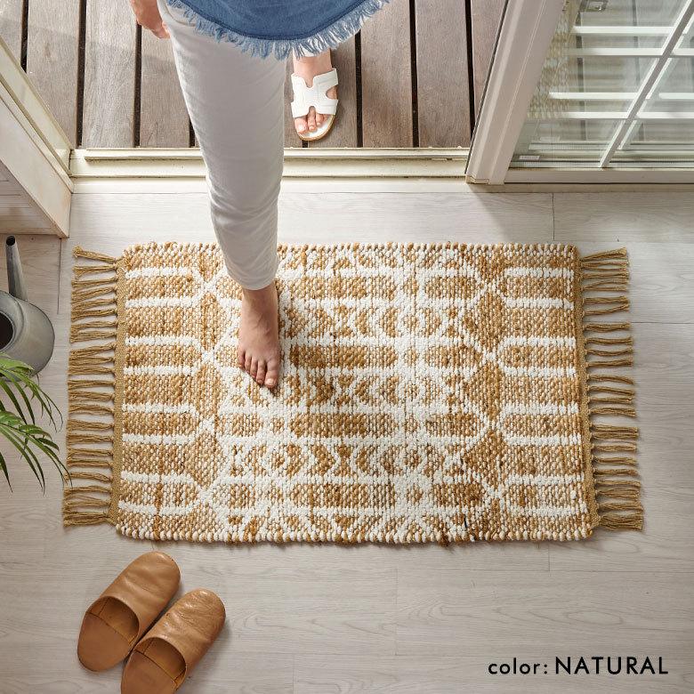 玄関 マット ジュート ラグ 麻 綿 コットン シェニール フリンジ付き インド オールシーズン リバーシブル 2way おしゃれ インテリア BOHO 北欧 西海岸 34518 | ELEMENTS（インテリア） | 11