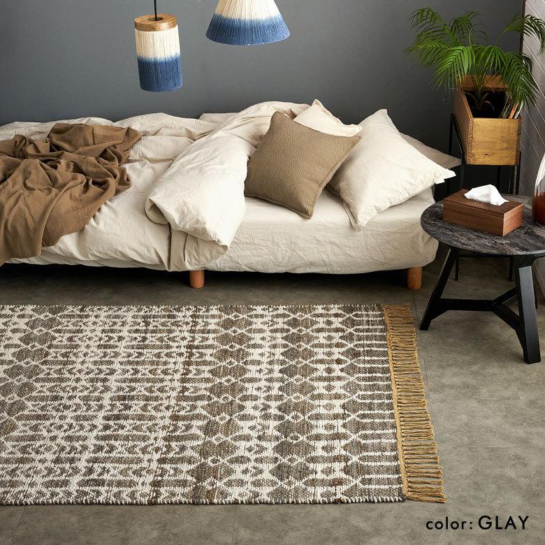 ラグ マット ジュート 麻 綿 コットン シェニール フリンジ カーペット 絨毯 室内 オールシーズン リバーシブル おしゃれ インテリア BOHO 北欧 西海岸 34519 | ELEMENTS（インテリア） | 07