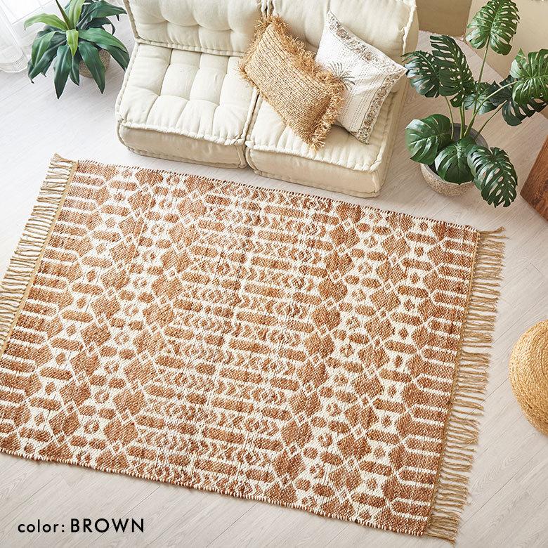 ラグ マット ジュート 麻 綿 コットン シェニール フリンジ カーペット 絨毯 室内 オールシーズン リバーシブル おしゃれ インテリア BOHO 北欧 西海岸 34519 | ELEMENTS（インテリア） | 08