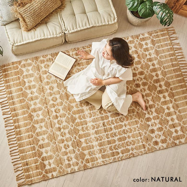 ラグ マット ジュート 麻 綿 コットン シェニール フリンジ カーペット 絨毯 室内 オールシーズン リバーシブル おしゃれ インテリア BOHO 北欧 西海岸 34519 | ELEMENTS（インテリア） | 11
