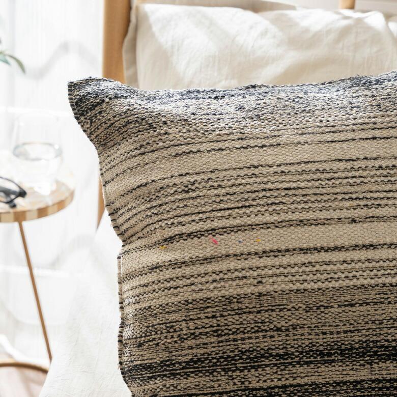 クッション カバー モノトーン ボーダー ストライプ 約 45×45cm  ソファ ベッド アウトドア リビング 寝室 ソファ 北欧 西海岸 ビーチ 韓国 ボーホー 34520 | ブランド登録なし | 02