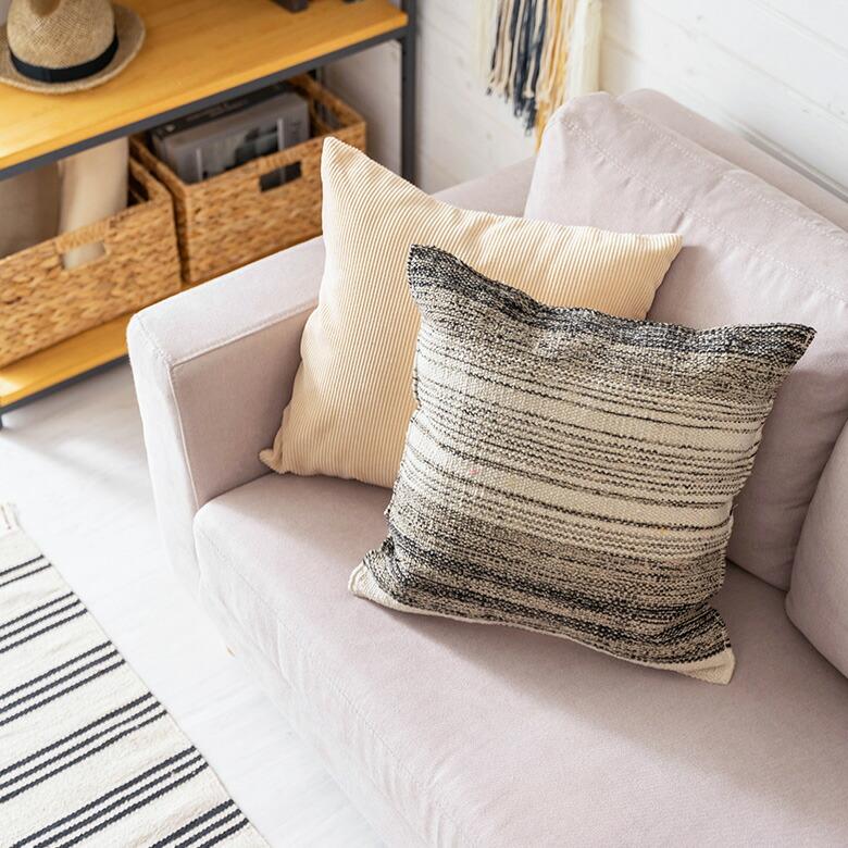 クッション カバー モノトーン ボーダー ストライプ 約 45×45cm  ソファ ベッド アウトドア リビング 寝室 ソファ 北欧 西海岸 ビーチ 韓国 ボーホー 34520 | ブランド登録なし | 06