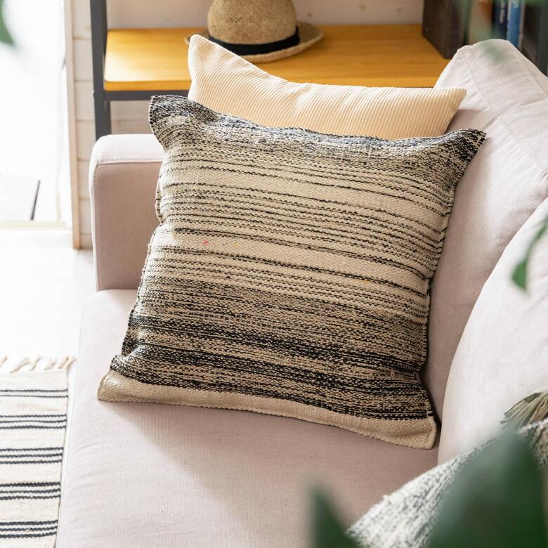 クッション カバー モノトーン ボーダー ストライプ 約 45×45cm  ソファ ベッド アウトドア リビング 寝室 ソファ 北欧 西海岸 ビーチ 韓国 ボーホー 34520 | ブランド登録なし | 08