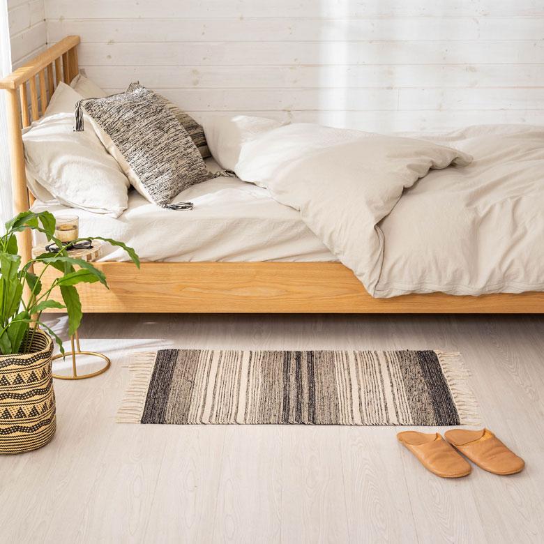 玄関 マット フリンジ モノトーン ボーダー ストライプ 約 50×80cm  室内 キリム風 アウトドア キャンプ リビング 寝室 西海岸 ビーチ 韓国 ボーホー 34522 | ELEMENTS（インテリア） | 12