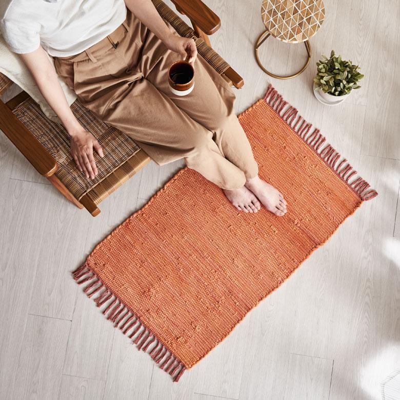 玄関 マット フリンジ 無地 約 50×80cm  室内 キリム風ラグ アクセントラグ アウトドア キャンプ リビング 寝室 北欧 西海岸 ビーチ 韓国 ボーホー 34526 | ELEMENTS（インテリア） | 16