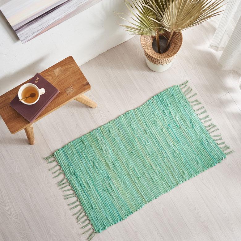玄関 マット フリンジ 無地 約 50×80cm  室内 キリム風ラグ アクセントラグ アウトドア キャンプ リビング 寝室 北欧 西海岸 ビーチ 韓国 ボーホー 34526 | ELEMENTS（インテリア） | 17