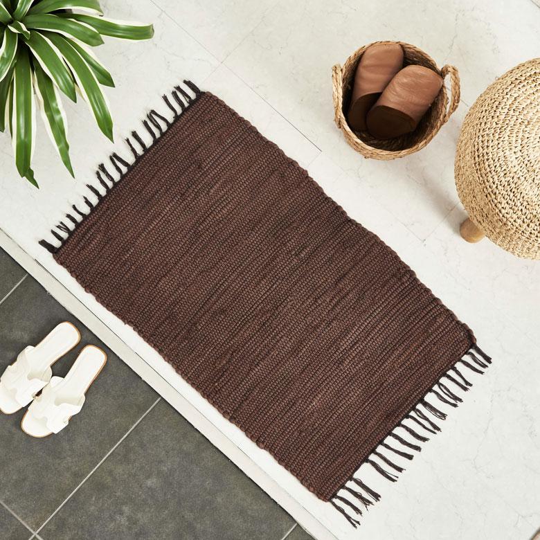 玄関 マット フリンジ 無地 約 50×80cm  室内 キリム風ラグ アクセントラグ アウトドア キャンプ リビング 寝室 北欧 西海岸 ビーチ 韓国 ボーホー 34526 | ELEMENTS（インテリア） | 18