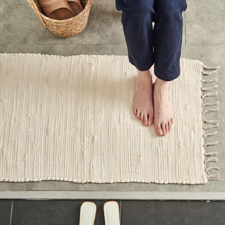 玄関 マット フリンジ 無地 約 50×80cm  室内 キリム風ラグ アクセントラグ アウトドア キャンプ リビング 寝室 北欧 西海岸 ビーチ 韓国 ボーホー 34526 | ELEMENTS（インテリア） | 19