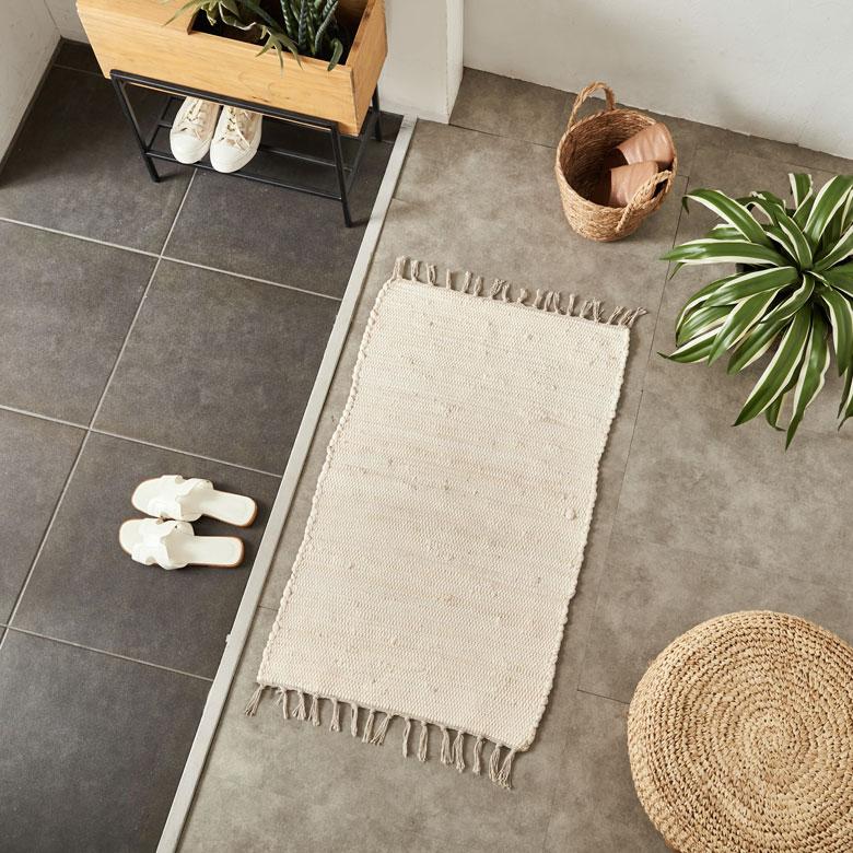 玄関 マット フリンジ 無地 約 50×80cm  室内 キリム風ラグ アクセントラグ アウトドア キャンプ リビング 寝室 北欧 西海岸 ビーチ 韓国 ボーホー 34526 | ELEMENTS（インテリア） | 05