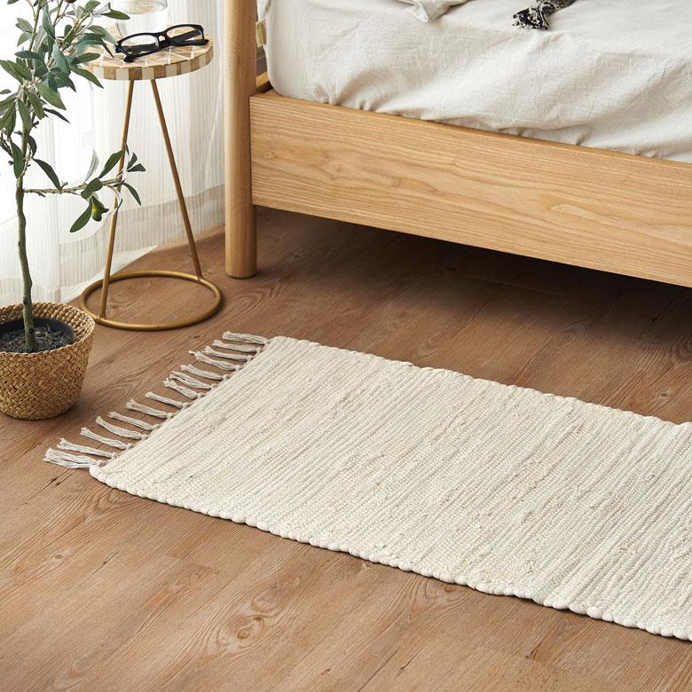 キッチンマット フリンジ 無地 インド製 約 45×180cm  ラグ 夏用 コットンラグ 室内 キリム風ラグ 廊下 ベッドサイド おしゃれ 北欧 西海岸 34527 | ELEMENTS（インテリア） | 14