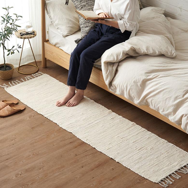 MOMONATURAL コットンラグ2点セット　白黒ライン MOMONATURAL コットンラグ2点セット 白黒ライン ELEMENTS（インテリア