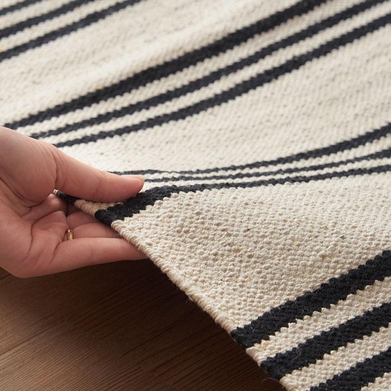 ラグ マット モノトーン ボーダー ストライプ インド製 約 140×200cm 夏用 絨毯 コットン フリンジ付き インテリア おしゃれ 北欧 西海岸 34528 | ELEMENTS（インテリア） | 16