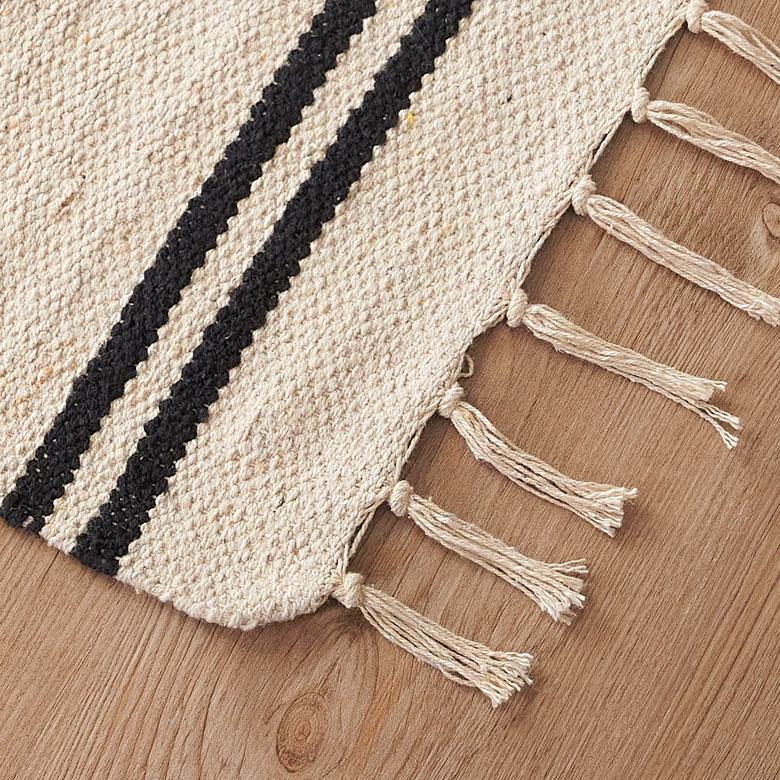 ラグ マット モノトーン ボーダー ストライプ インド製 約 140×200cm 夏用 絨毯 コットン フリンジ付き インテリア おしゃれ 北欧 西海岸 34528 | ELEMENTS（インテリア） | 18