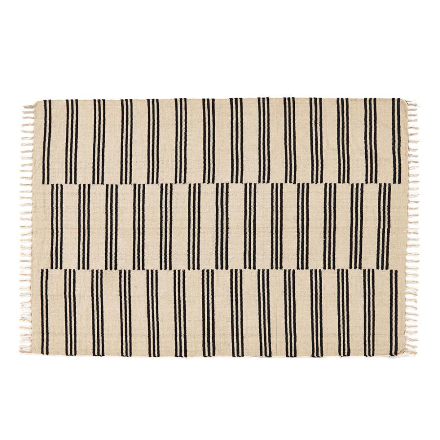 ラグ マット モノトーン ボーダー ストライプ インド製 約 140×200cm 夏用 絨毯 コットン フリンジ付き インテリア おしゃれ 北欧 西海岸 34528 | ELEMENTS（インテリア） | 20