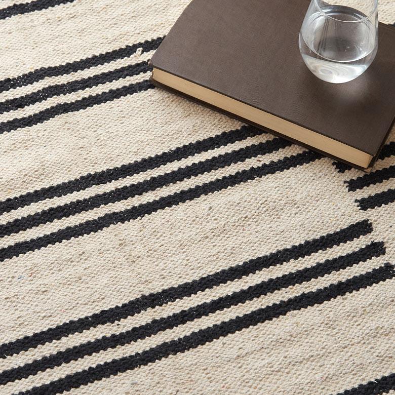 ラグ マット モノトーン ボーダー ストライプ インド製 約 140×200cm 夏用 絨毯 コットン フリンジ付き インテリア おしゃれ 北欧 西海岸 34528 | ELEMENTS（インテリア） | 06